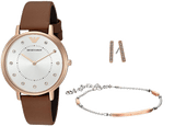 Emporio Armani Classic Analog Silver Dial Brown Leather Strap Watch For Women - AR8040