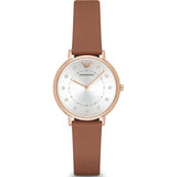 Emporio Armani Classic Analog Silver Dial Brown Leather Strap Watch For Women - AR8040