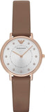 Emporio Armani Classic Analog Silver Dial Brown Leather Strap Watch For Women - AR8040