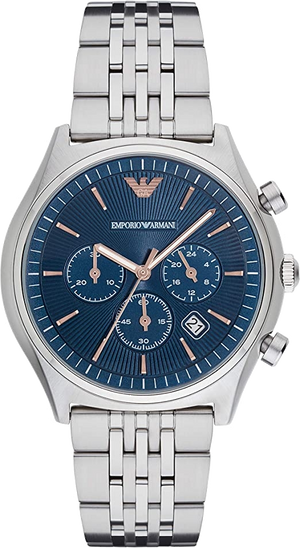 Emporio Armani Luigi Chronograph Quartz Blue Dial Silver Steel Strap Watch For Men - AR1974