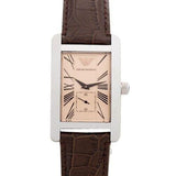 Emporio Armani Classic Beige Dial Brown Leather Strap Watch For Men - AR0154