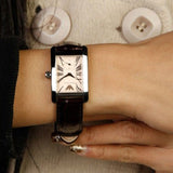 Emporio Armani Classic Beige Dial Brown Leather Strap Watch For Women - AR0155