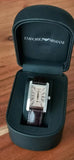 Emporio Armani Classic Beige Dial Brown Leather Strap Watch For Women - AR0155