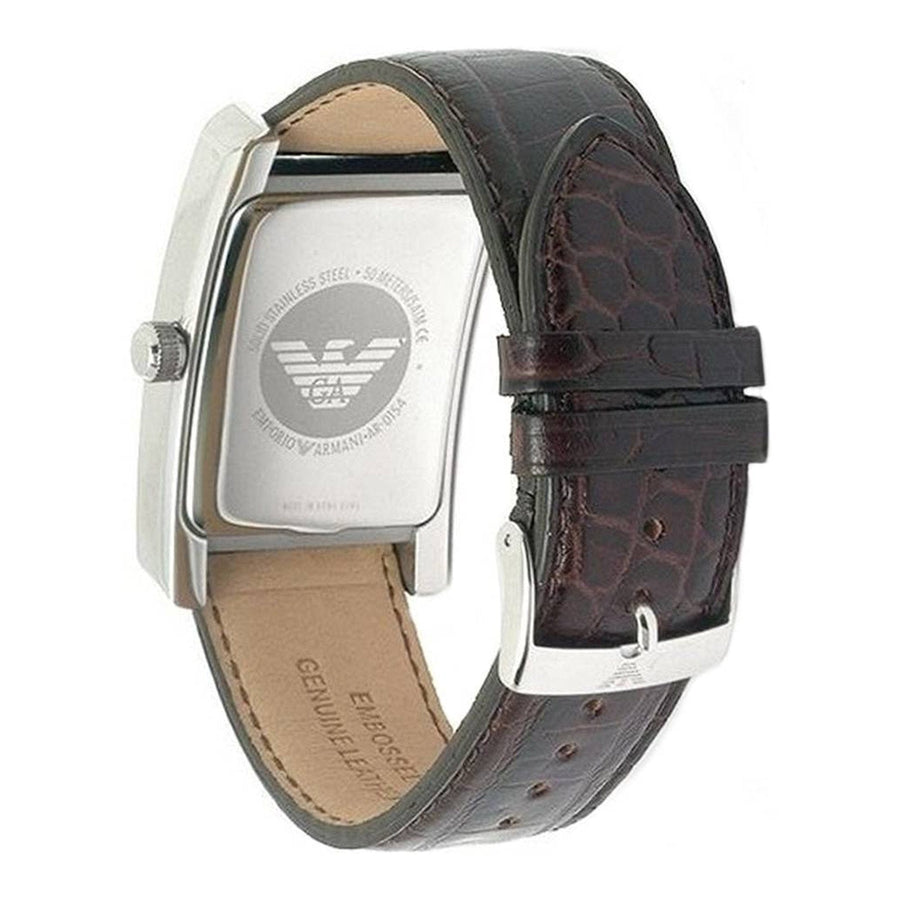 Emporio Armani Classic Beige Dial Brown Leather Strap Watch For Women - AR0155