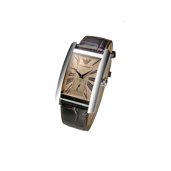 Emporio Armani Classic Beige Dial Brown Leather Strap Watch For Women - AR0155
