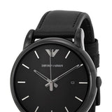 Emporio Armani Classic Black Dial Black Leather Strap Watch For Men - AR1732