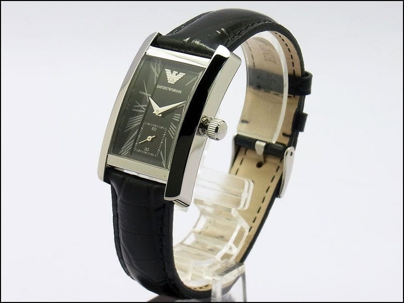 Emporio Armani Classic Black Dial Black Leather Strap Watch For Women - AR0144