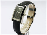 Emporio Armani Classic Black Dial Black Leather Strap Watch For Women - AR0144