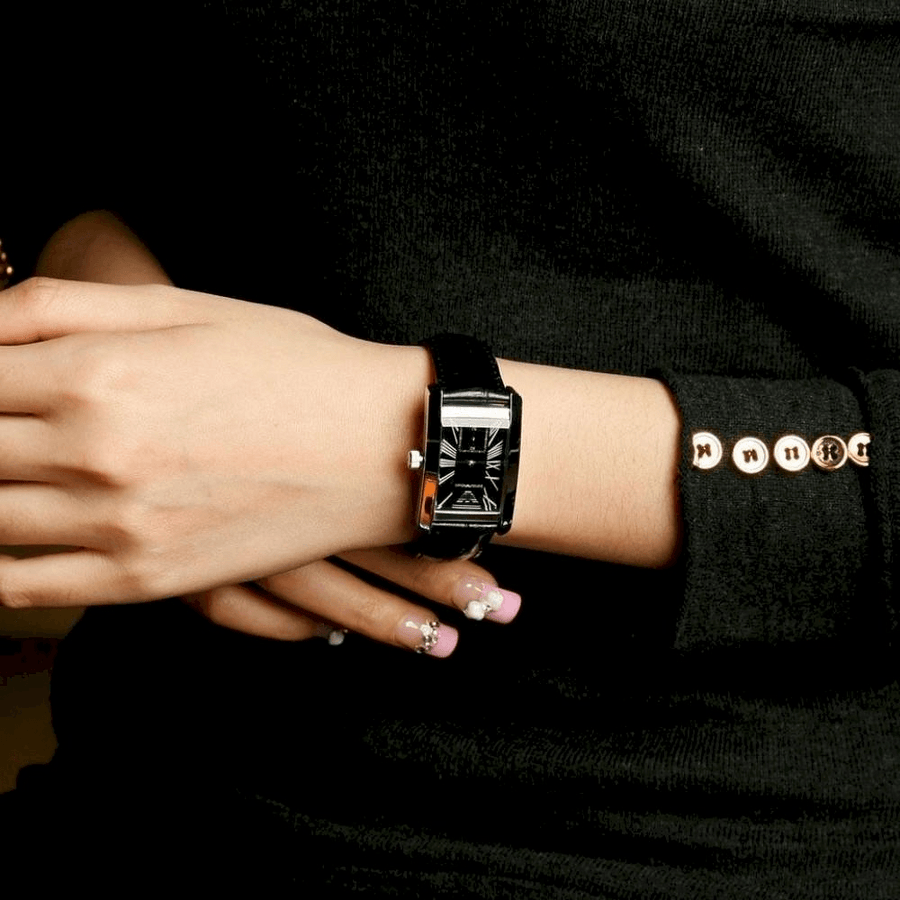 Emporio Armani Classic Black Dial Black Leather Strap Watch For Women - AR0144