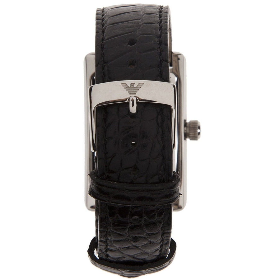 Emporio Armani Classic Black Dial Black Leather Strap Watch For Women - AR0144