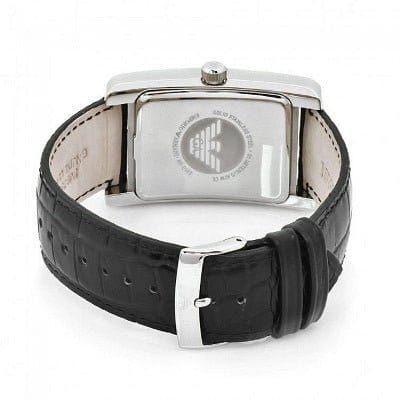 Emporio Armani Classic Black Dial Black Leather Strap Watch For Women - AR0144