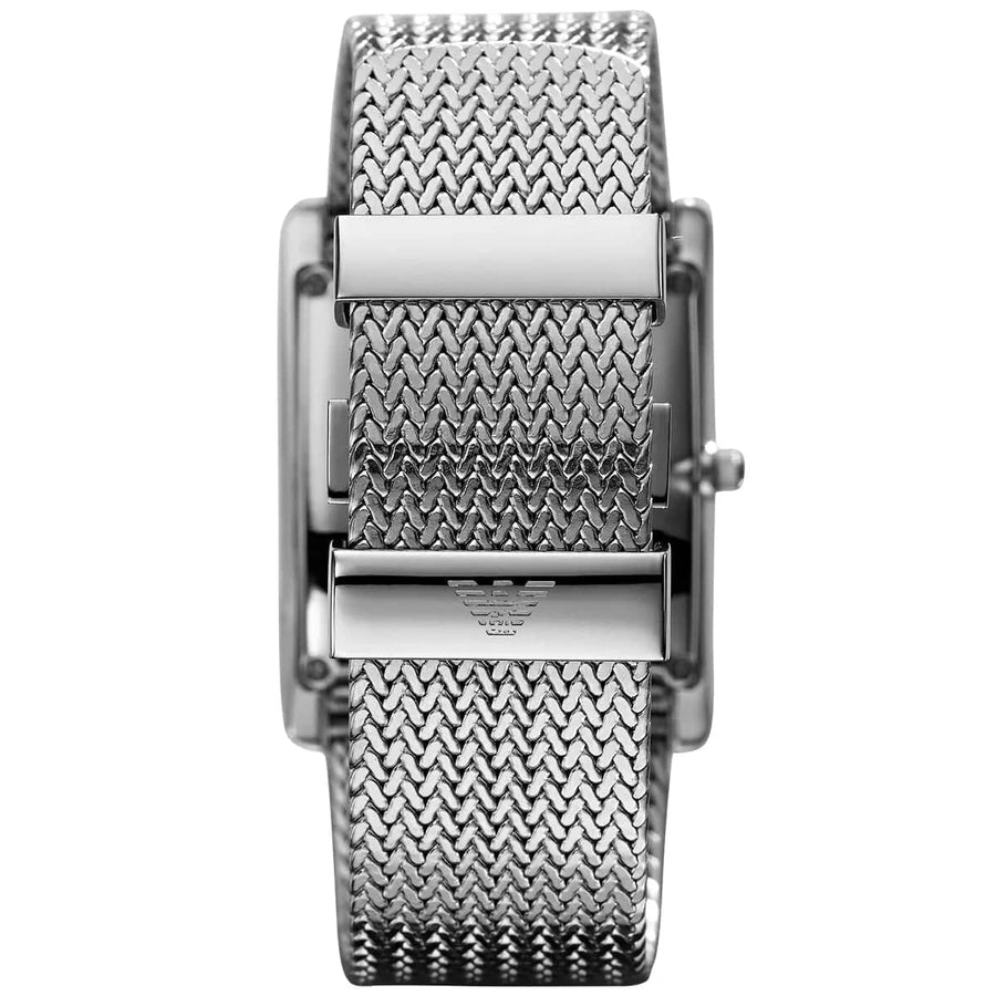 Emporio Armani Classic Black Dial Silver Mesh Bracelet Watch For Women - AR2013