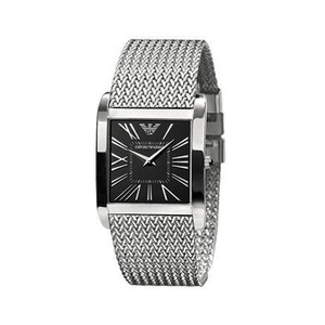 Emporio Armani Classic Black Dial Silver Mesh Bracelet Watch For Women - AR2013