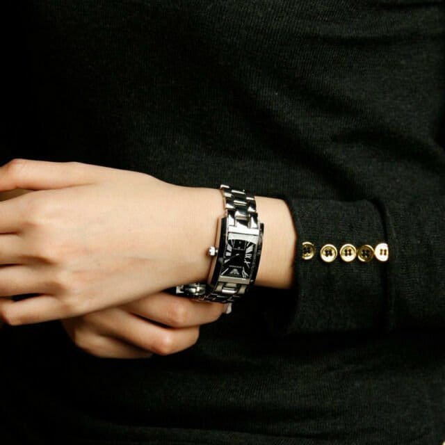 Emporio Armani Classic Black Dial Silver Stainless Steel Watch For Women - AR0157