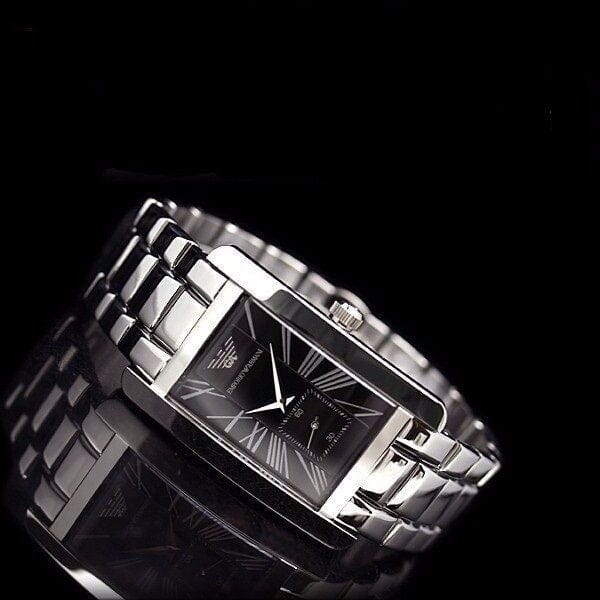 Emporio Armani Classic Black Dial Silver Stainless Steel Watch For Women - AR0157