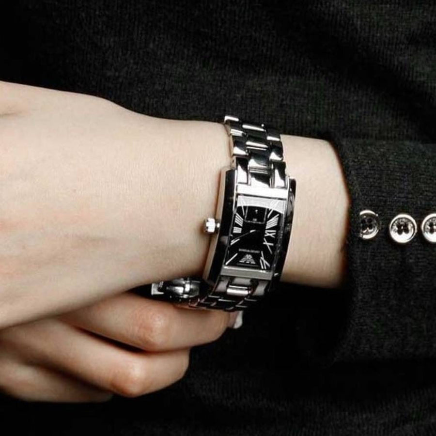 Emporio Armani Classic Black Dial Silver Stainless Steel Watch For Women - AR0157