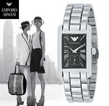 Emporio Armani Classic Black Dial Silver Stainless Steel Watch For Women - AR0157