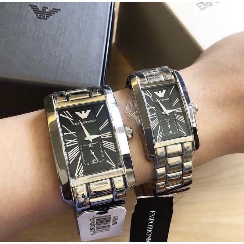 Emporio Armani Classic Black Dial Silver Stainless Steel Watch For Women - AR0157