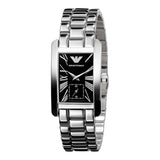 Emporio Armani Classic Black Dial Silver Stainless Steel Watch For Women - AR0157