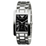 Emporio Armani Classic Black Dial Silver Stainless Steel Watch For Women - AR0157