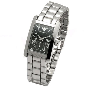 Emporio Armani Classic Black Dial Silver Stainless Steel Watch For Women - AR0157