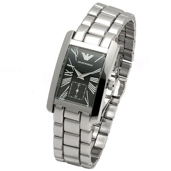 Emporio Armani Classic Black Dial Silver Stainless Steel Watch For Women - AR0157