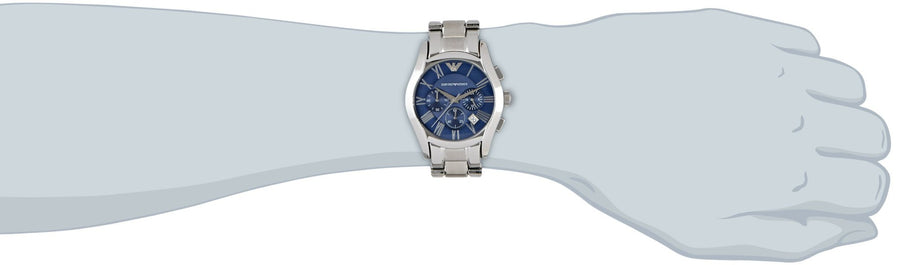 Emporio Armani Classic Blue Dial Silver Steel Strap Watch For Men - AR1635