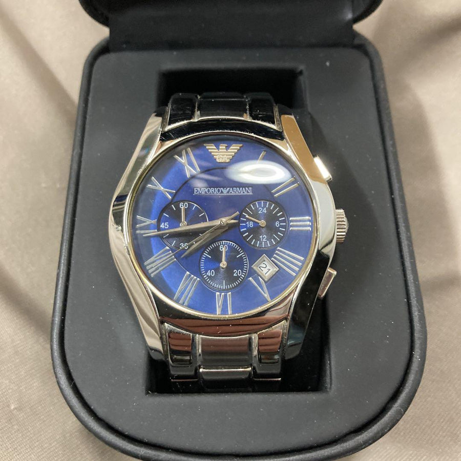 Emporio Armani Classic Blue Dial Silver Steel Strap Watch For Men - AR1635