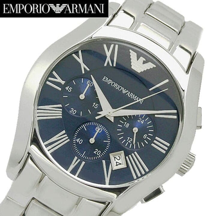 Emporio Armani Classic Blue Dial Silver Steel Strap Watch For Men - AR1635