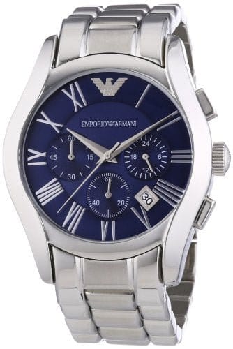 Emporio Armani Classic Blue Dial Silver Steel Strap Watch For Men - AR1635
