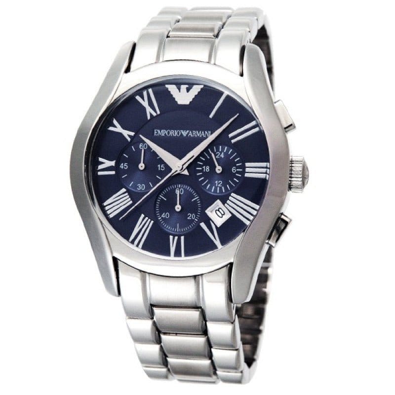 Emporio Armani Classic Blue Dial Silver Steel Strap Watch For Men - AR1635