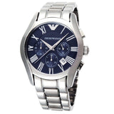 Emporio Armani Classic Blue Dial Silver Steel Strap Watch For Men - AR1635