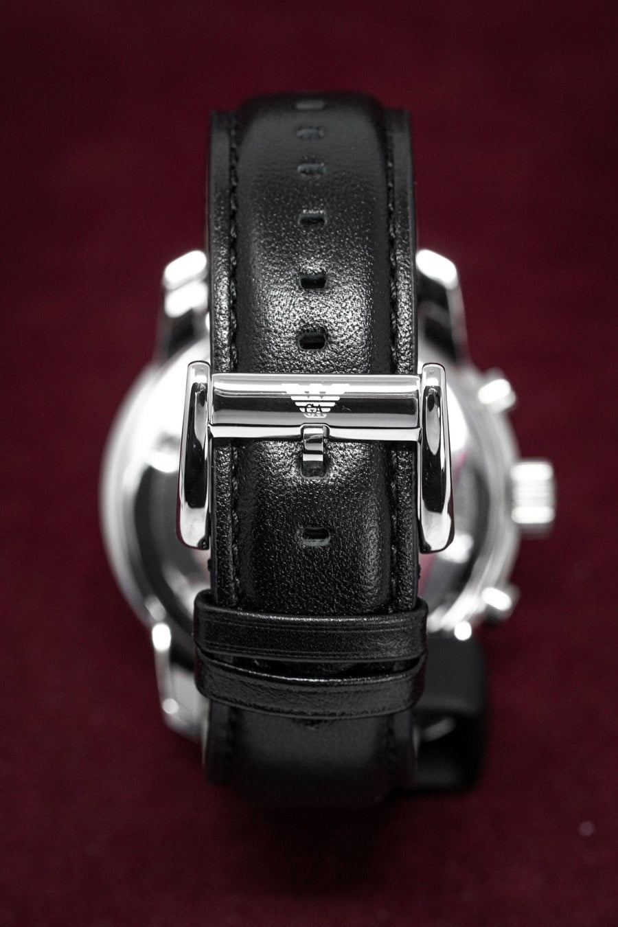 Emporio Armani Classic Chronograph Black Dial Black Leather Strap Watch For Men - AR0431