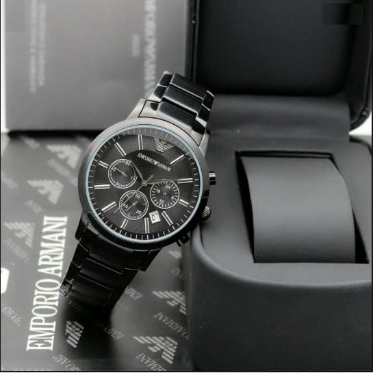 Emporio Armani Classic Chronograph Black Dial Black Stainless Steel Strap Watch For Men - AR2453