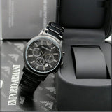 Emporio Armani Classic Chronograph Black Dial Black Stainless Steel Strap Watch For Men - AR2453