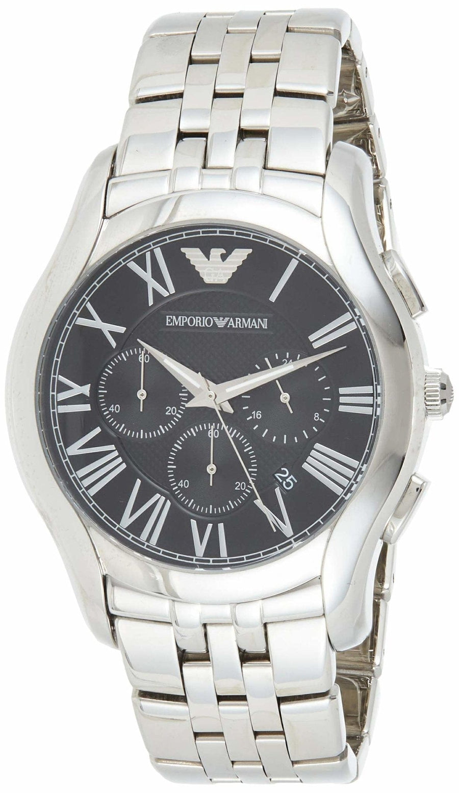 Emporio Armani Classic Chronograph Black Dial Silver Steel Strap Watch For Men - AR1786