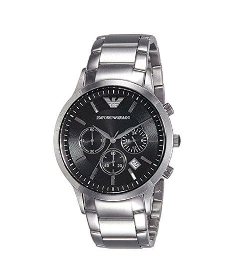 Emporio Armani Classic Chronograph Black Dial Silver Steel Strap Watch For Men - AR2434