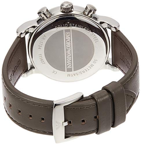 Emporio Armani Classic Chronograph Brown Dial Brown Leather Strap Watch For Men - AR1734