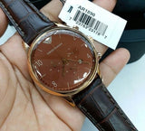Emporio Armani Classic Chronograph Burgundy Dial Brown Leather Strap Watch For Men - AR1890