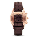 Emporio Armani Classic Chronograph Burgundy Dial Brown Leather Strap Watch For Men - AR1890