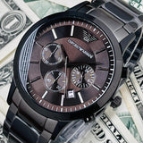 Emporio Armani Classic Chronograph Grey Dial Grey Steel Strap Watch For Men - AR2454