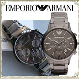 Emporio Armani Classic Chronograph Grey Dial Grey Steel Strap Watch For Men - AR2454