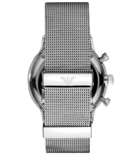 Emporio Armani Classic Chronograph Quartz Silver Dial Silver Mesh Bracelet Watch For Men - AR0390