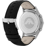 Emporio Armani Classic Chronograph Silver Dial Black Leather Strap Watch For Men - AR2432