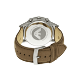 Emporio Armani Classic Chronograph Silver Dial Brown Leather Strap Watch For Men - AR2471