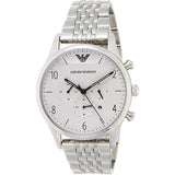 Emporio Armani Classic Chronograph Silver Dial Silver Steel Strap Watch For Men - AR1879