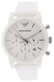 Emporio Armani Classic Chronograph White Dial White Rubber Strap Watch For Men - AR1054