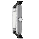 Emporio Armani Classic Crystals Silver Dial Black Leather Strap Watch for Women - AR11660