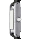 Emporio Armani Classic Crystals Silver Dial Black Leather Strap Watch for Women - AR11660