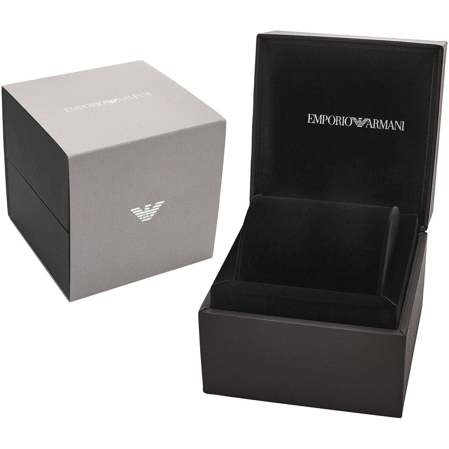 Emporio Armani Classic Crystals Silver Dial Black Leather Strap Watch for Women - AR11660